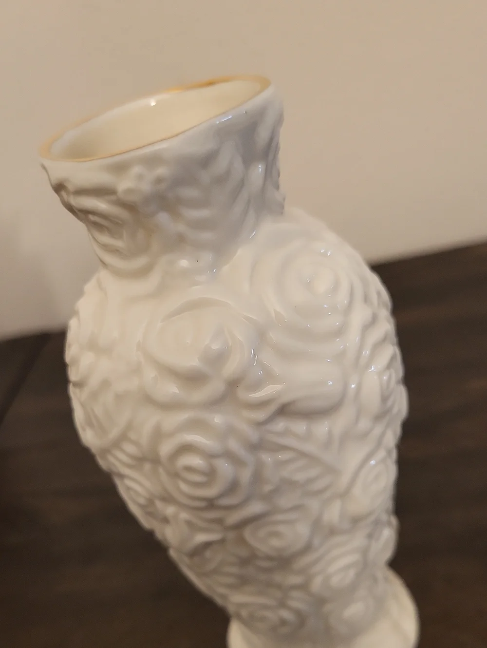 Vintage International Silver Co. Porcelain  Embossed Rose Bud Vase